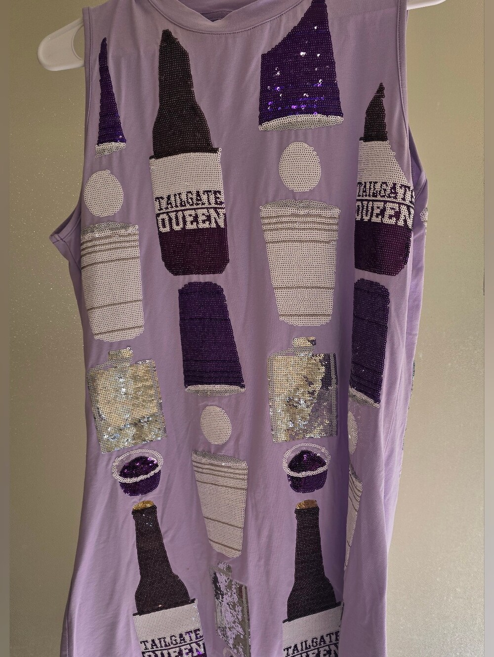 Hard To Find QUEEN OF SPARKLES size Small Tailgate Beer PONG Dress TCU LSU SFA - Picture 2 of 3